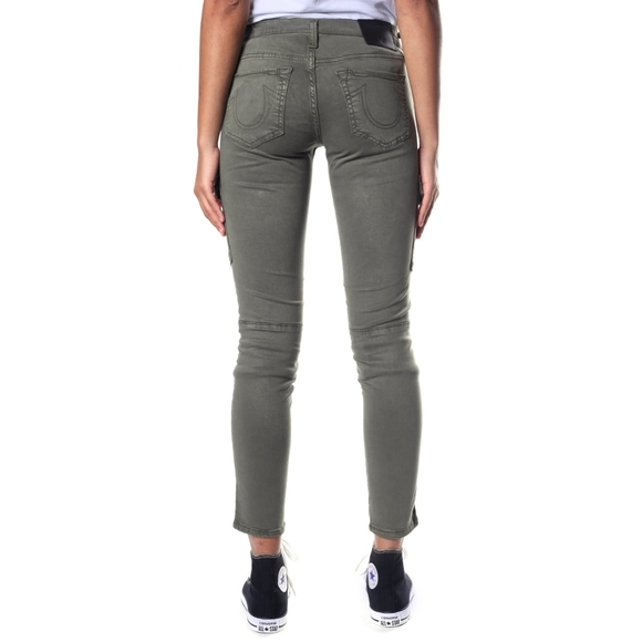 True Religion Halle Super Skinny Cargo Pants Olive Green Size 25 - Picture 2 of 16